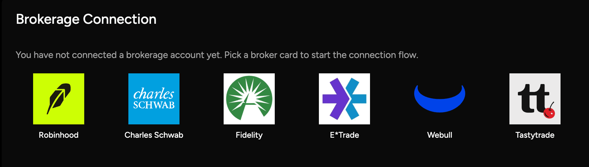 Broker selection screen