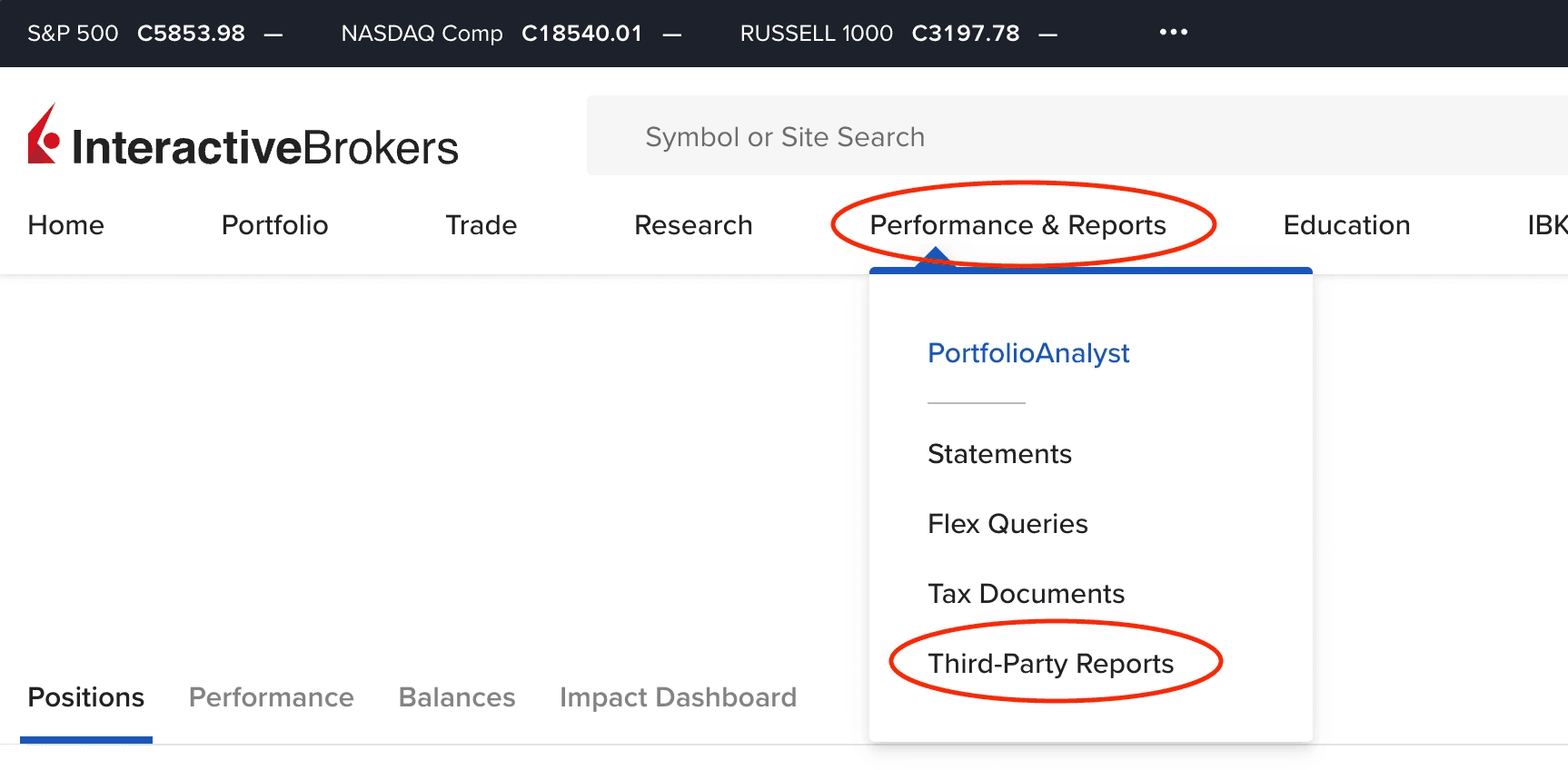 Open Third-Party Reports in Interactive Brokers
