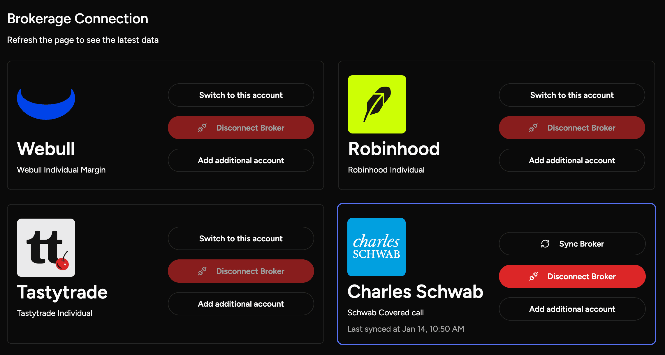 Broker selection screen