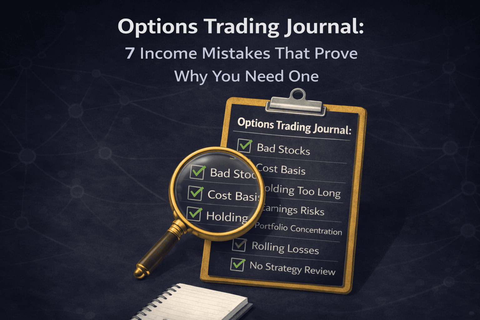 Options trading journal blog illustration.